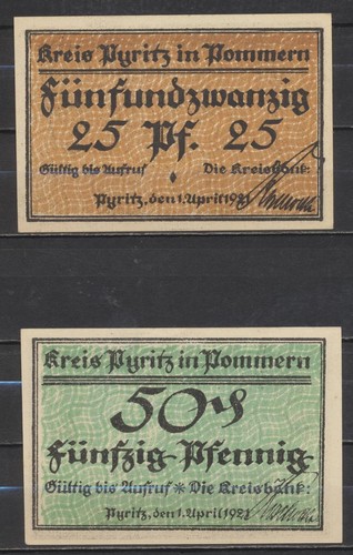 Pyritz kreis 2x notgeld - -,